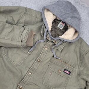 Dickies Mens L/G Olive Green Quilted Sherpa Lined Hooded Canvas Work Jacket
